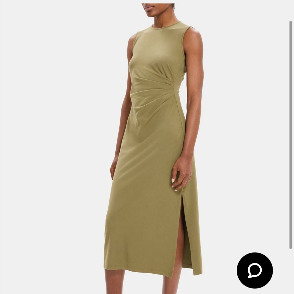 Theory sleeveless sheath dress in stretch cotton modal burnt olive size P